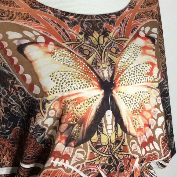 Sparkle Butterfly Elastic Gathered Waist Top - Picture 2 of 4